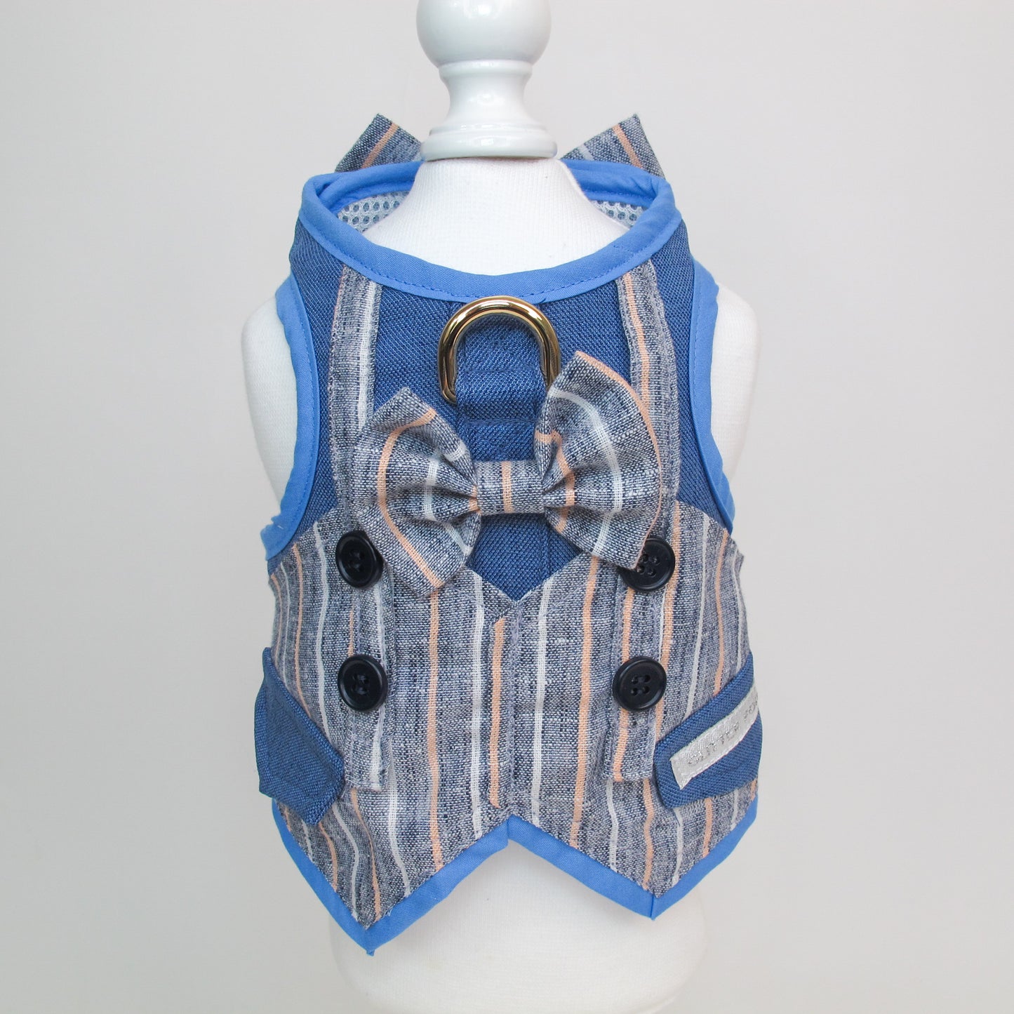 Glitter Pooch Harness ชุดรัดอก สายจูง เสื้อผ้า สุนัข, หมา, แมว, สัตว์เลี้ยง พร้อม สายจูง รุ่น Earl Navy