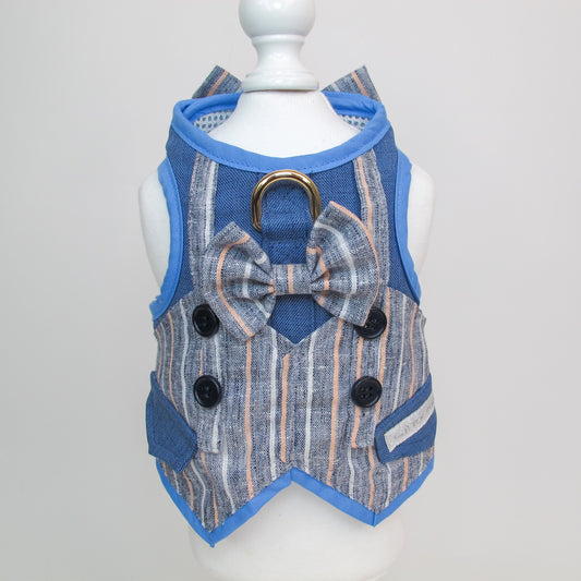 Glitter Pooch Harness ชุดรัดอก สายจูง เสื้อผ้า สุนัข, หมา, แมว, สัตว์เลี้ยง พร้อม สายจูง รุ่น Earl Navy