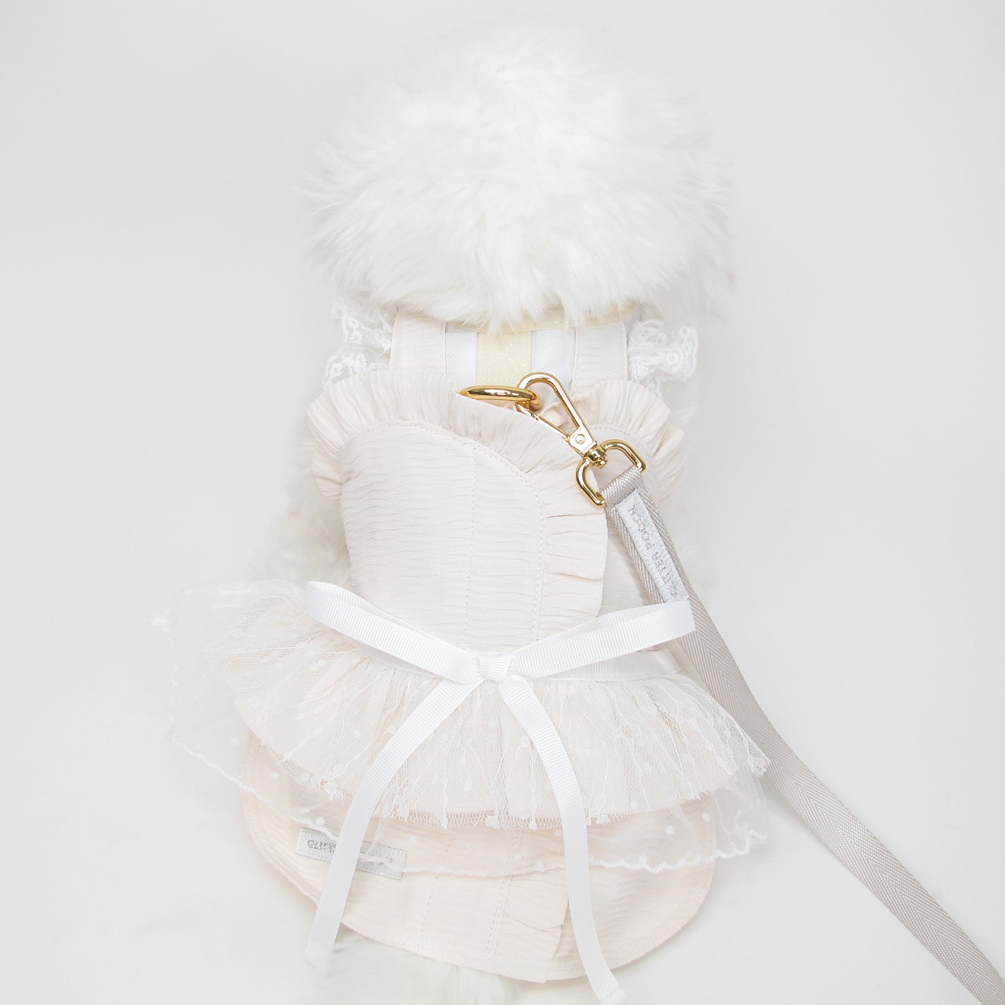 Glitter Pooch Harness ชุดรัดอก สายจูง เสื้อผ้า สุนัข, หมา, แมว, สัตว์เลี้ยง พร้อม สายจูง รุ่น Milky Tulle