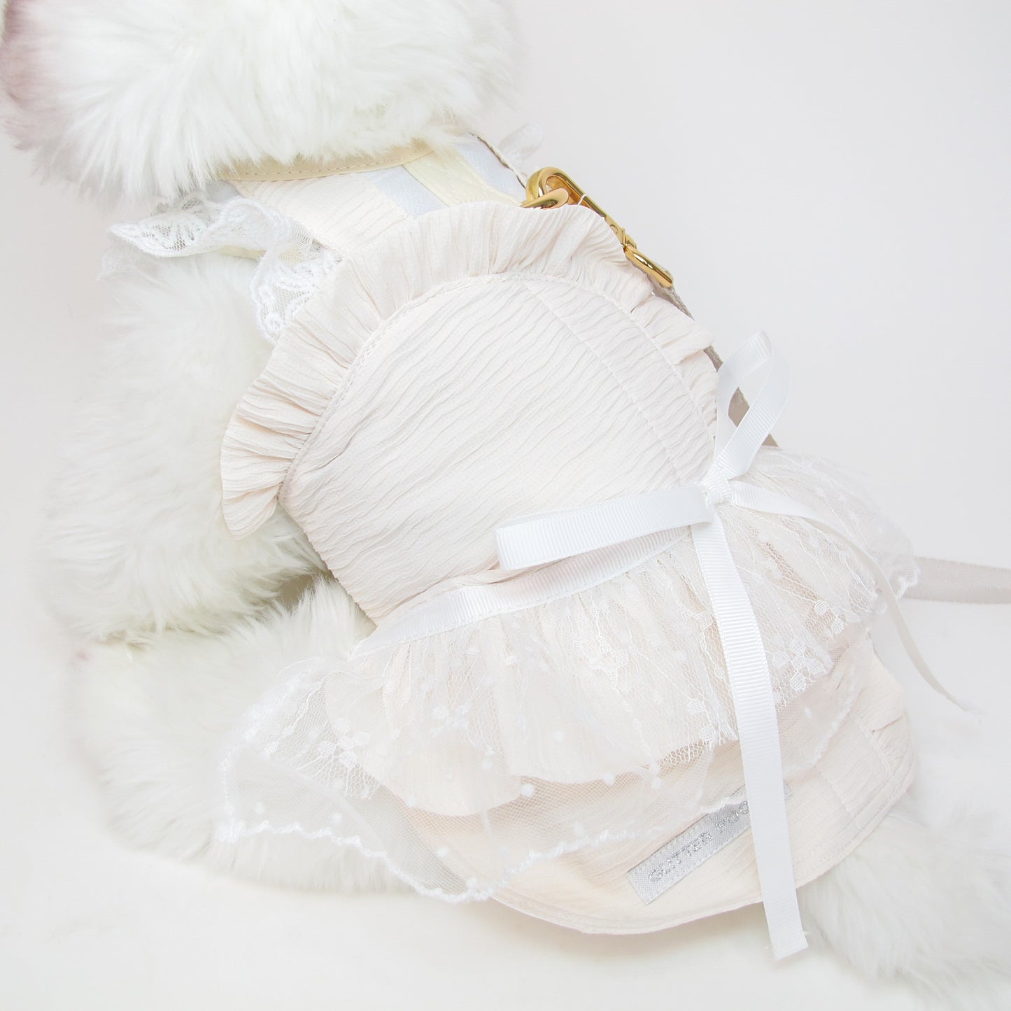 Glitter Pooch Harness ชุดรัดอก สายจูง เสื้อผ้า สุนัข, หมา, แมว, สัตว์เลี้ยง พร้อม สายจูง รุ่น Milky Tulle