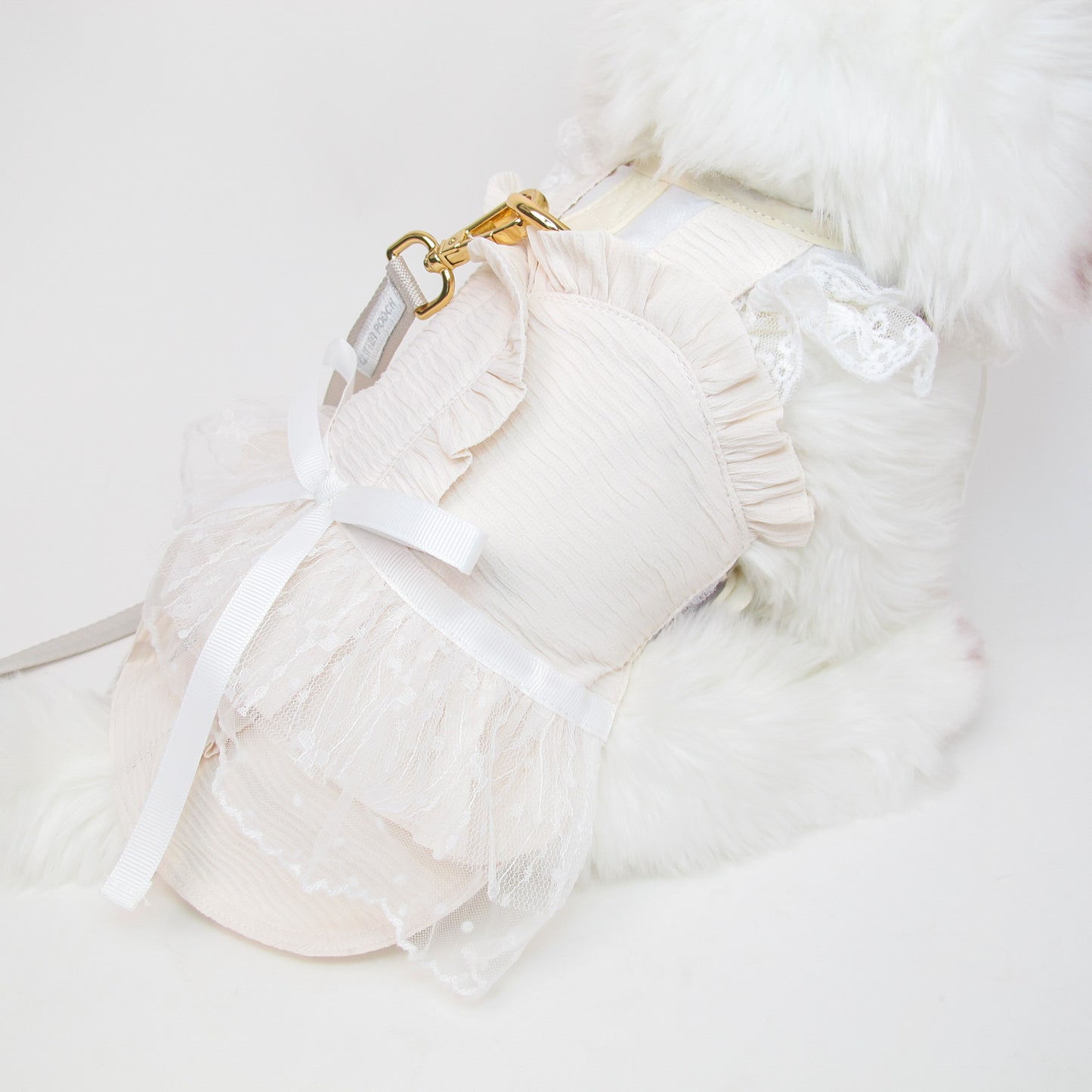 Glitter Pooch Harness ชุดรัดอก สายจูง เสื้อผ้า สุนัข, หมา, แมว, สัตว์เลี้ยง พร้อม สายจูง รุ่น Milky Tulle