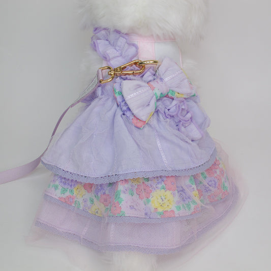 Glitter Pooch Harness ชุดรัดอก สายจูง เสื้อผ้า สุนัข, หมา, แมว, สัตว์เลี้ยง พร้อม สายจูง รุ่น Spring Souffle-Lavender