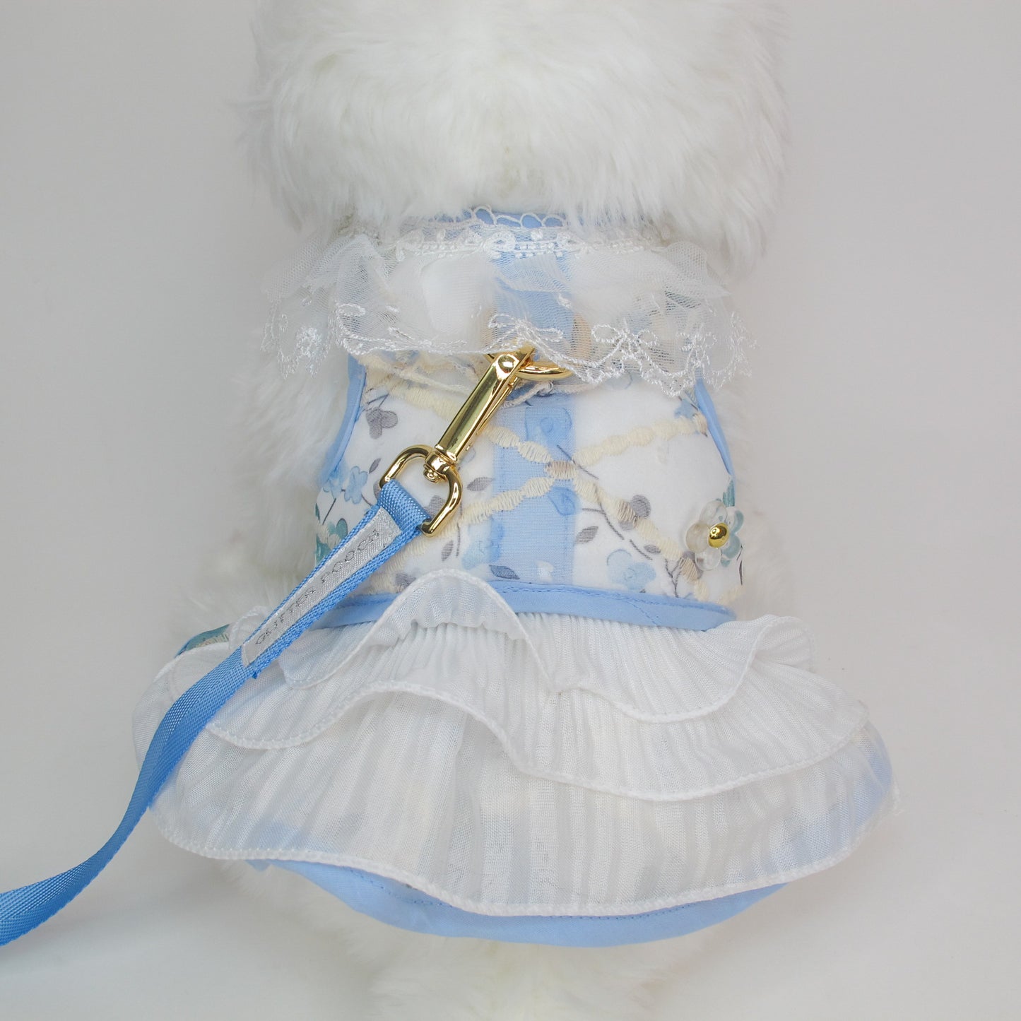 Glitter Pooch Harness ชุดรัดอก สายจูง เสื้อผ้า สุนัข, หมา, แมว, สัตว์เลี้ยง พร้อม สายจูง รุ่น Bluebell Lace
