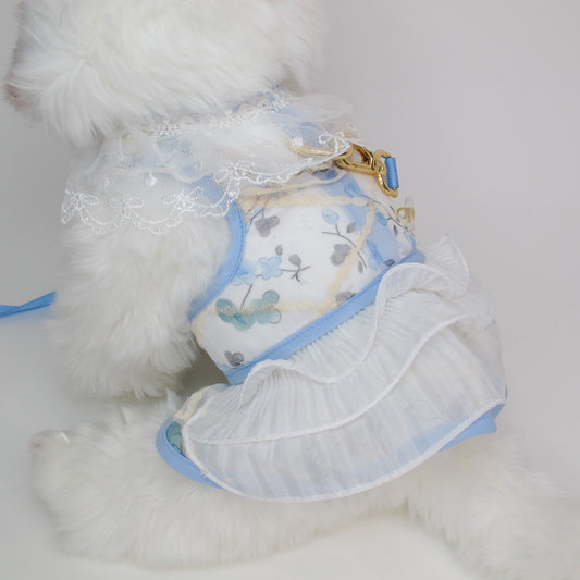 Glitter Pooch Harness ชุดรัดอก สายจูง เสื้อผ้า สุนัข, หมา, แมว, สัตว์เลี้ยง พร้อม สายจูง รุ่น Bluebell Lace