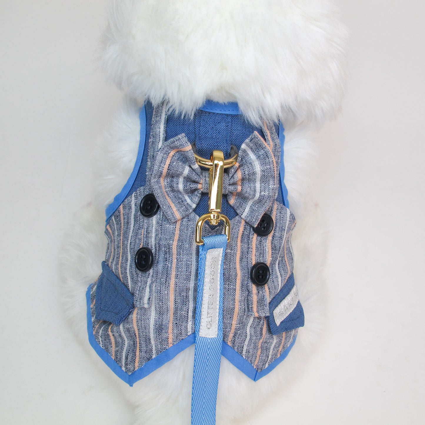 Glitter Pooch Harness ชุดรัดอก สายจูง เสื้อผ้า สุนัข, หมา, แมว, สัตว์เลี้ยง พร้อม สายจูง รุ่น Earl Navy