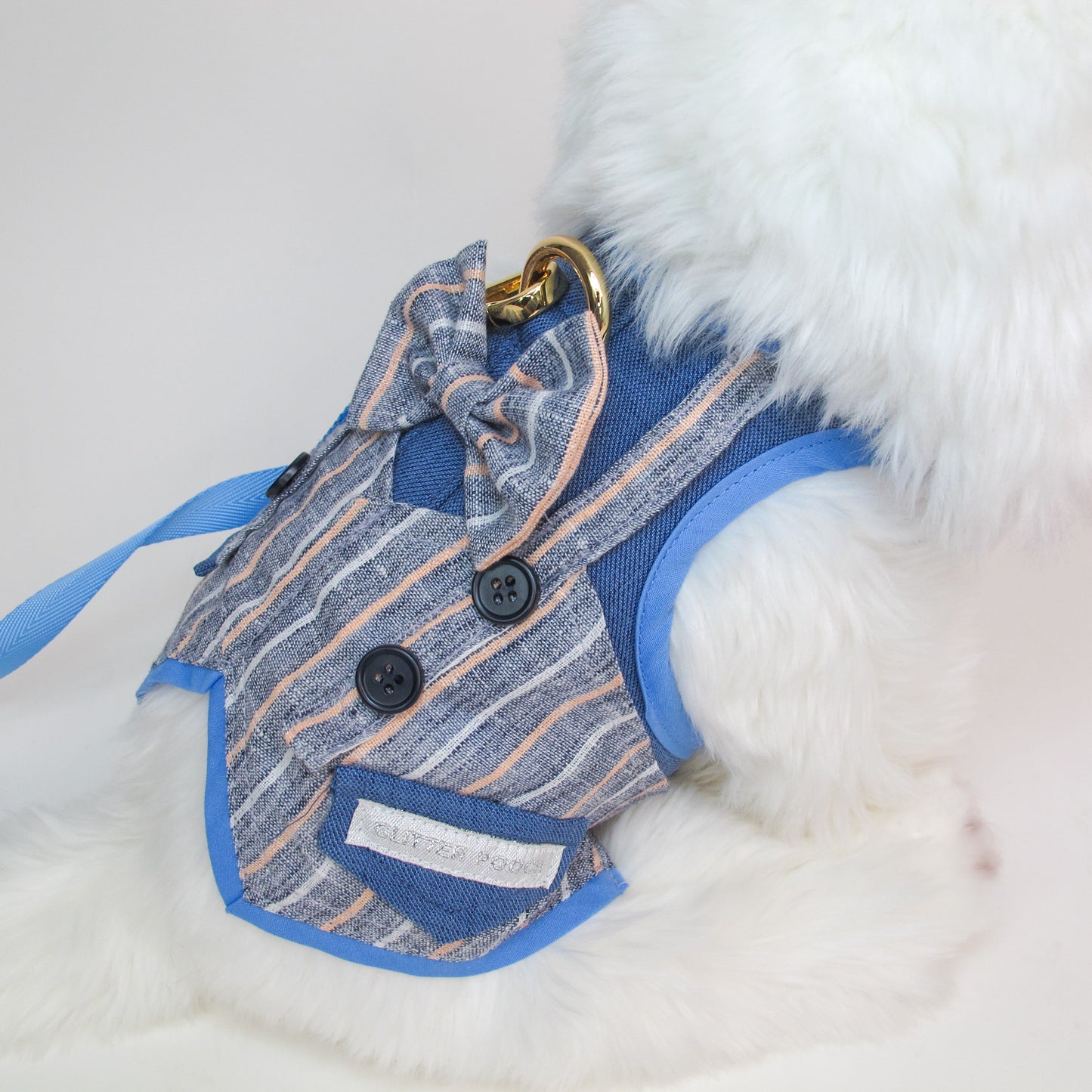 Glitter Pooch Harness ชุดรัดอก สายจูง เสื้อผ้า สุนัข, หมา, แมว, สัตว์เลี้ยง พร้อม สายจูง รุ่น Earl Navy