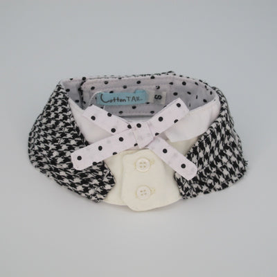 Cotton Tail ปลอกคอและผ้าคลุมไหล่ สัตว์เลี้ยง, หมา, แมว, สุนัข รุ่น Gentlepaw Houndstooth Bow - B/W