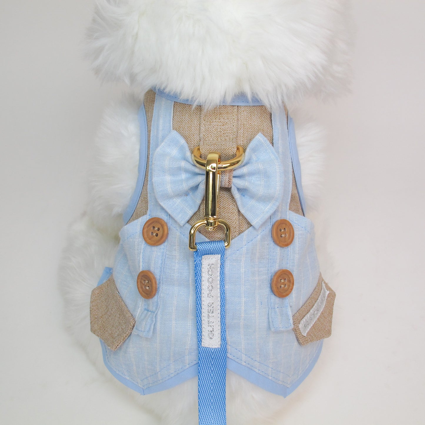 Glitter Pooch Harness ชุดรัดอก สายจูง เสื้อผ้า สุนัข, หมา, แมว, สัตว์เลี้ยง พร้อม สายจูง รุ่น Oxford Fog