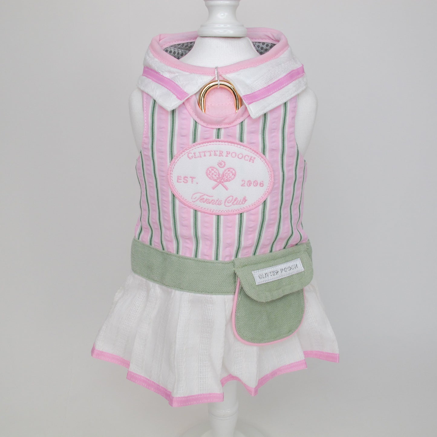 Glitter Pooch Harness ชุดรัดอก สายจูง เสื้อผ้า สุนัข, หมา, แมว, สัตว์เลี้ยง พร้อม สายจูง รุ่น Tennis Club Girl