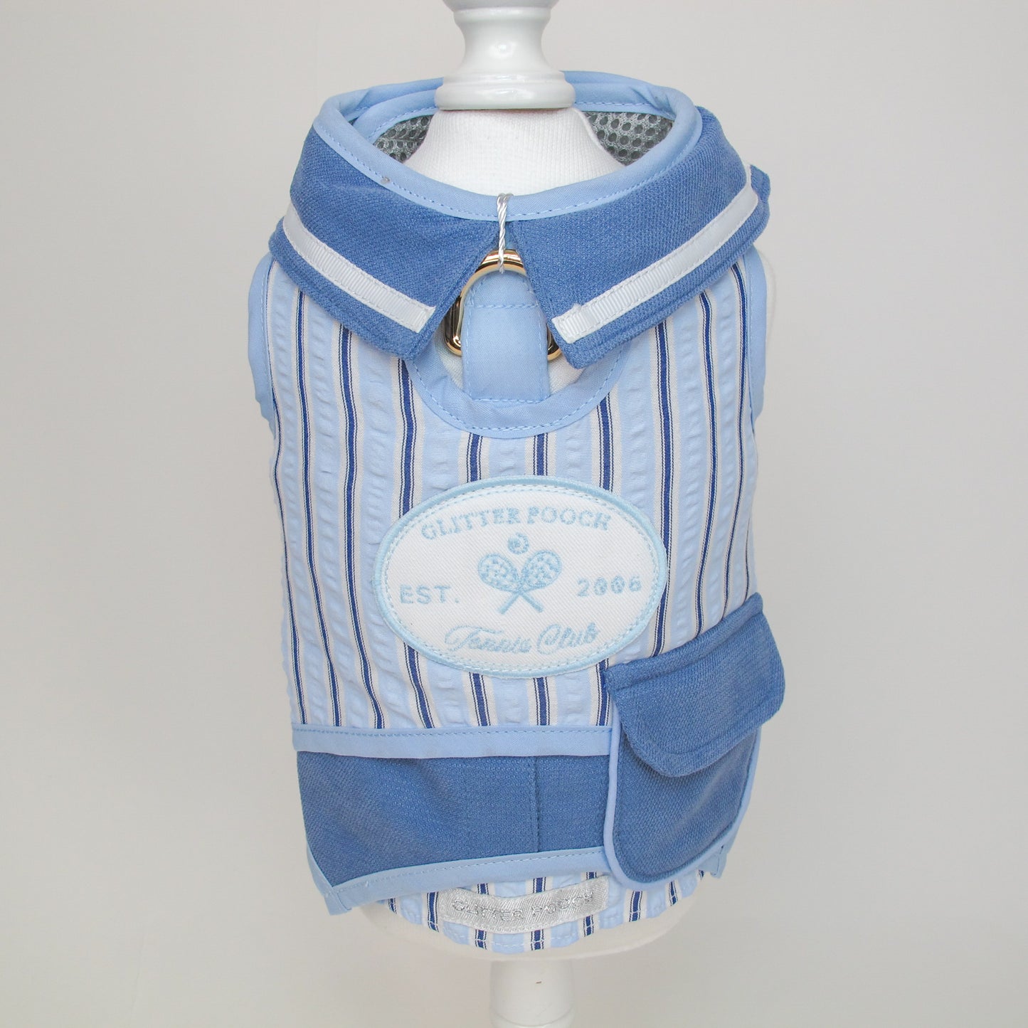 Glitter Pooch Harness ชุดรัดอก สายจูง เสื้อผ้า สุนัข, หมา, แมว, สัตว์เลี้ยง พร้อม สายจูง รุ่น Tennis Club Boy