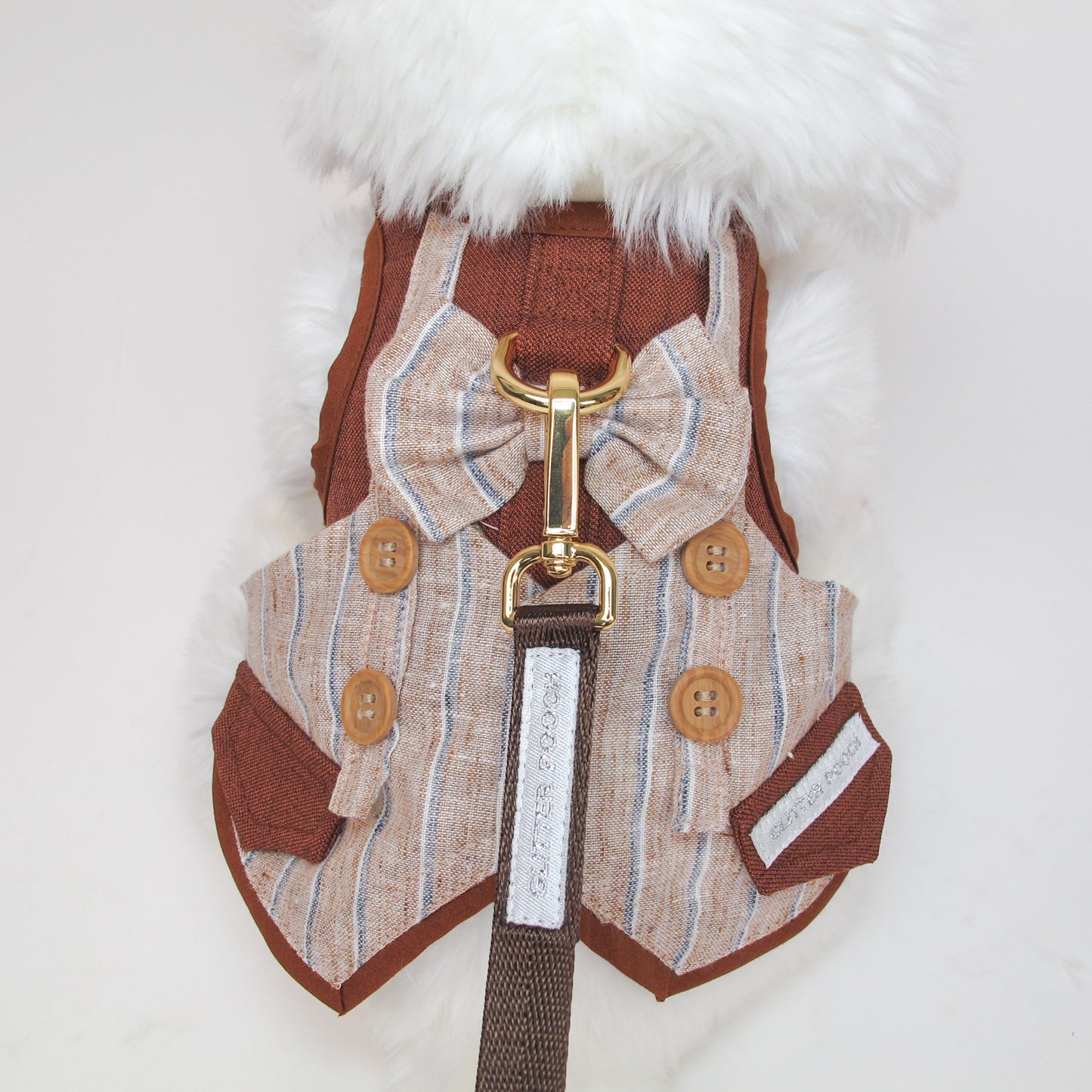 Glitter Pooch Harness ชุดรัดอก สายจูง เสื้อผ้า สุนัข, หมา, แมว, สัตว์เลี้ยง พร้อม สายจูง รุ่น Chestnut Blazer