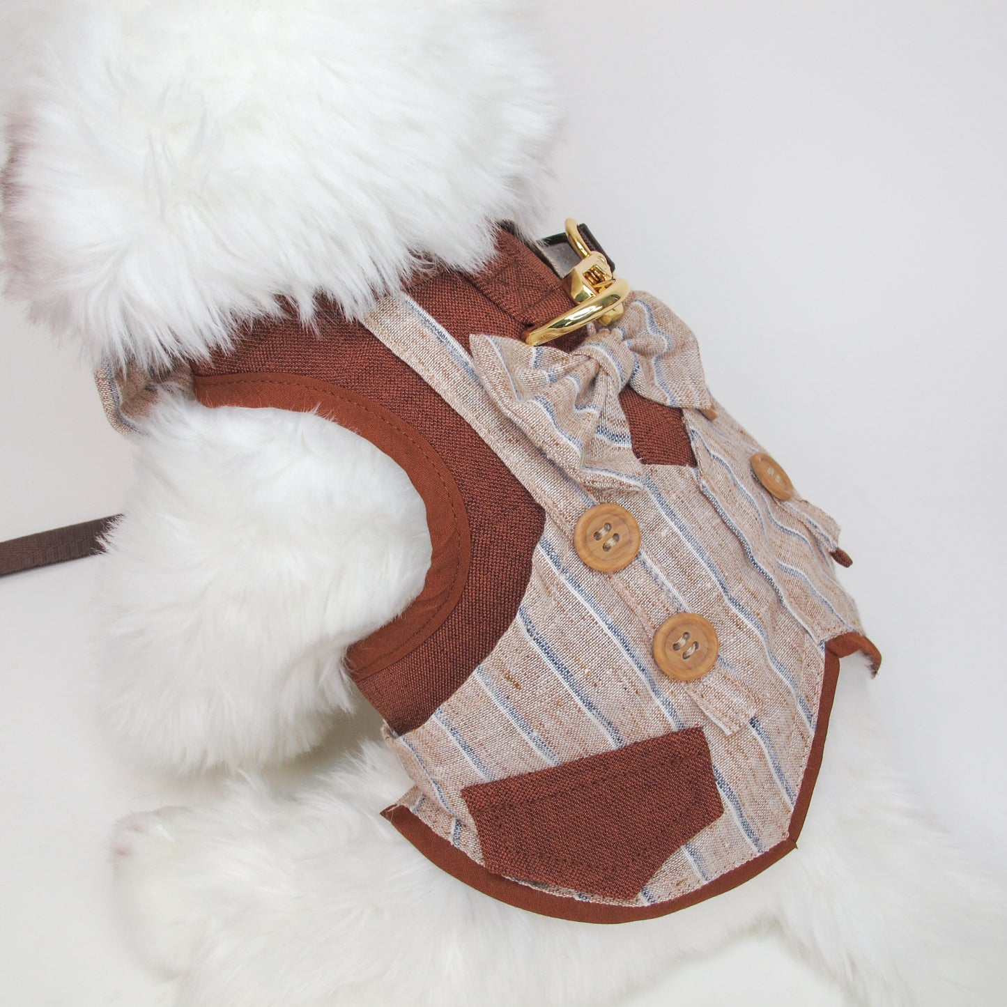 Glitter Pooch Harness ชุดรัดอก สายจูง เสื้อผ้า สุนัข, หมา, แมว, สัตว์เลี้ยง พร้อม สายจูง รุ่น Chestnut Blazer