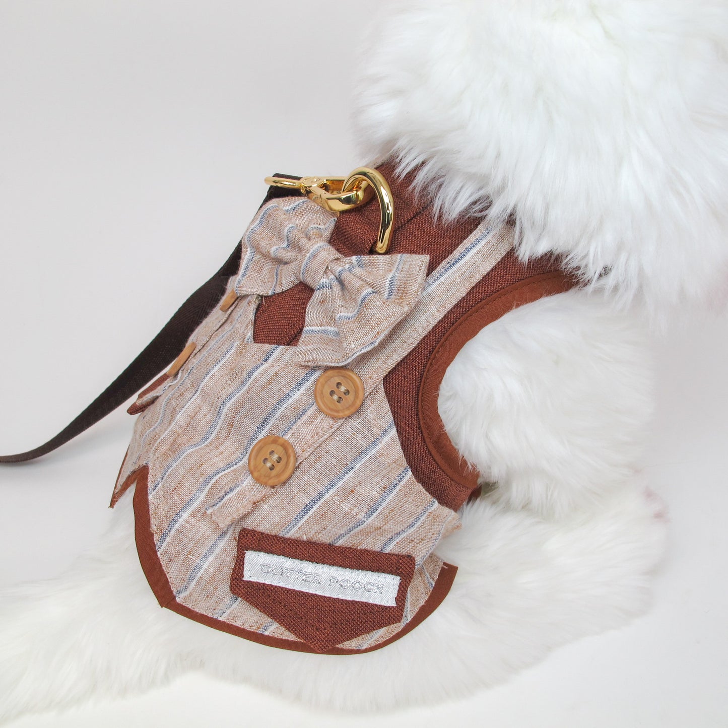 Glitter Pooch Harness ชุดรัดอก สายจูง เสื้อผ้า สุนัข, หมา, แมว, สัตว์เลี้ยง พร้อม สายจูง รุ่น Chestnut Blazer