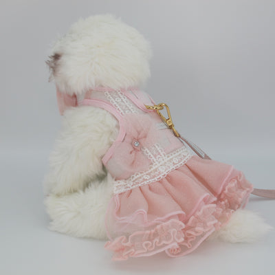 Glitter Pooch Harness ชุดรัดอก สายจูง เสื้อผ้า สุนัข, หมา, แมว, สัตว์เลี้ยง พร้อม สายจูง รุ่น BOWnebelle Charmy - Rose