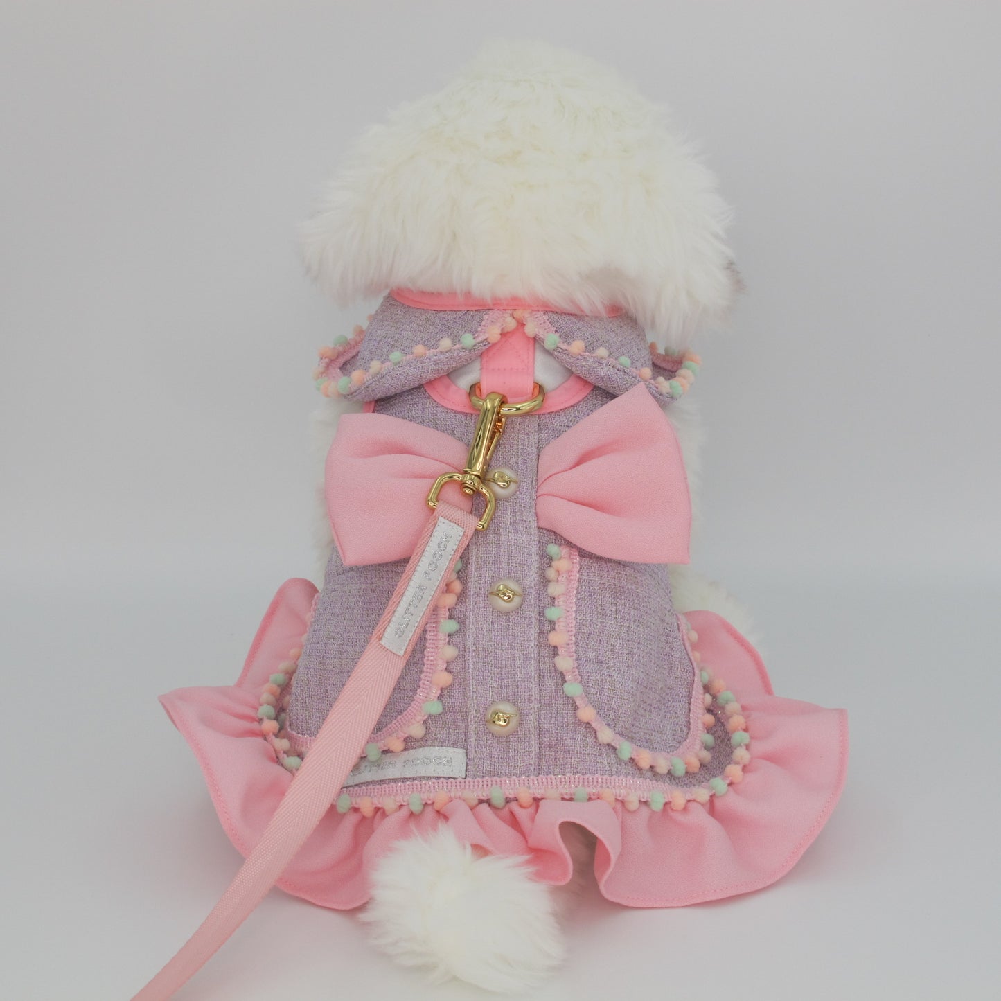Glitter Pooch Harness ชุดรัดอก สายจูง เสื้อผ้า สุนัข, หมา, แมว, สัตว์เลี้ยง พร้อม สายจูง รุ่น New Chiquita Bubble in Sherbet