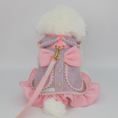 Glitter Pooch Harness ชุดรัดอก สายจูง เสื้อผ้า สุนัข, หมา, แมว, สัตว์เลี้ยง พร้อม สายจูง รุ่น New Chiquita Bubble in Sherbet