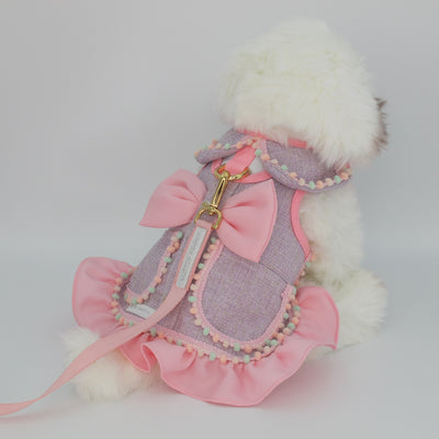 Glitter Pooch Harness ชุดรัดอก สายจูง เสื้อผ้า สุนัข, หมา, แมว, สัตว์เลี้ยง พร้อม สายจูง รุ่น New Chiquita Bubble in Sherbet