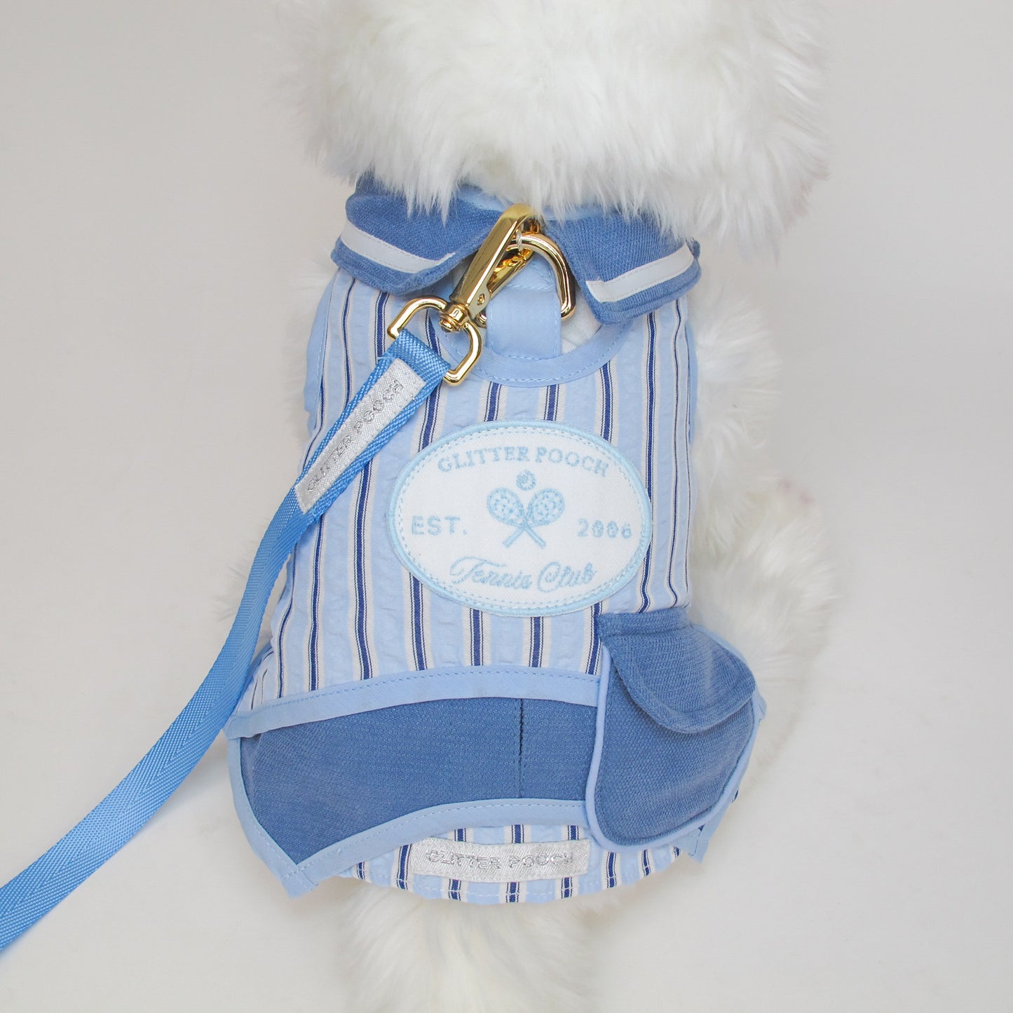 Glitter Pooch Harness ชุดรัดอก สายจูง เสื้อผ้า สุนัข, หมา, แมว, สัตว์เลี้ยง พร้อม สายจูง รุ่น Tennis Club Boy