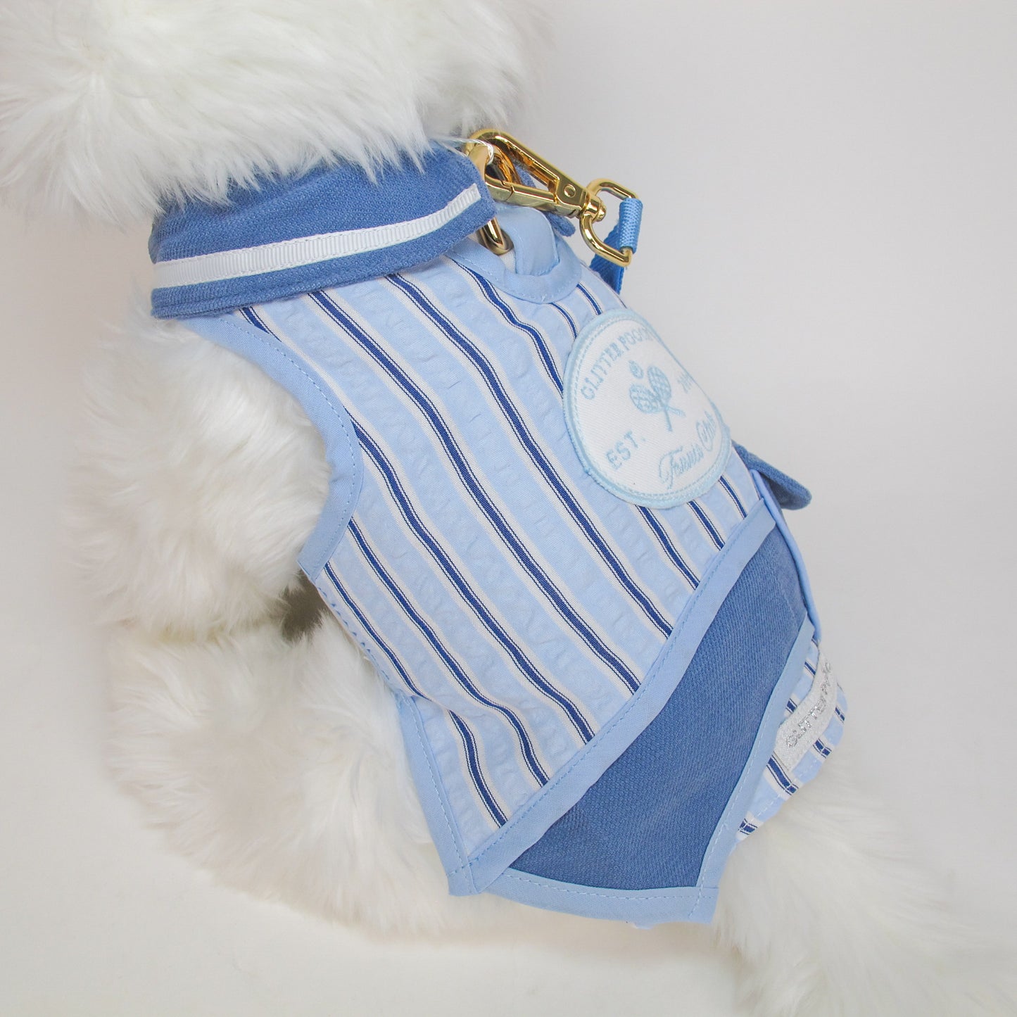 Glitter Pooch Harness ชุดรัดอก สายจูง เสื้อผ้า สุนัข, หมา, แมว, สัตว์เลี้ยง พร้อม สายจูง รุ่น Tennis Club Boy