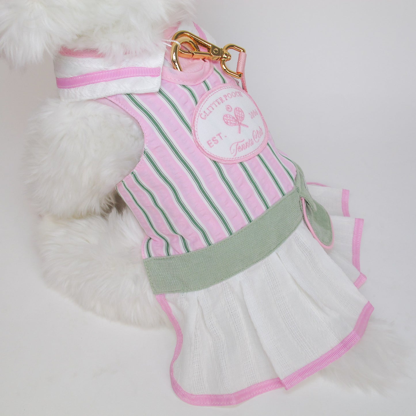 Glitter Pooch Harness ชุดรัดอก สายจูง เสื้อผ้า สุนัข, หมา, แมว, สัตว์เลี้ยง พร้อม สายจูง รุ่น Tennis Club Girl