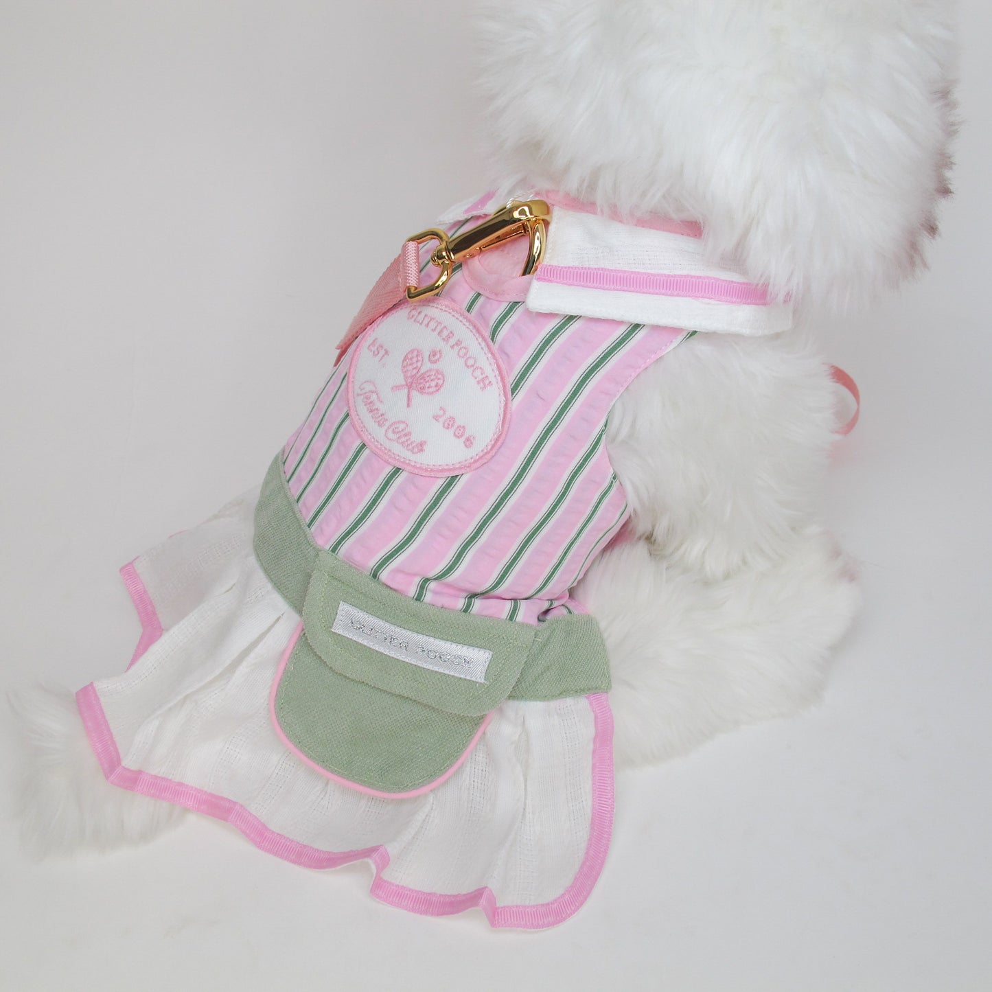 Glitter Pooch Harness ชุดรัดอก สายจูง เสื้อผ้า สุนัข, หมา, แมว, สัตว์เลี้ยง พร้อม สายจูง รุ่น Tennis Club Girl