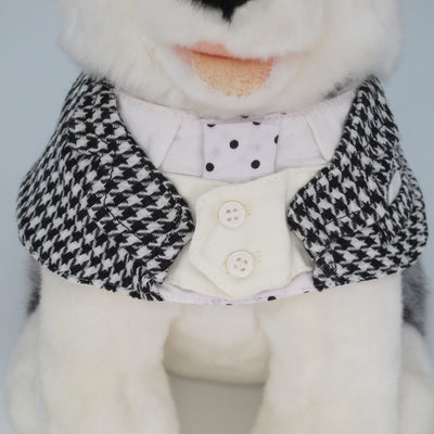 Cotton Tail ปลอกคอและผ้าคลุมไหล่ สัตว์เลี้ยง, หมา, แมว, สุนัข รุ่น Gentlepaw Houndstooth Tie - B/W