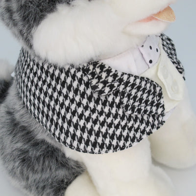 Cotton Tail ปลอกคอและผ้าคลุมไหล่ สัตว์เลี้ยง, หมา, แมว, สุนัข รุ่น Gentlepaw Houndstooth Tie - B/W