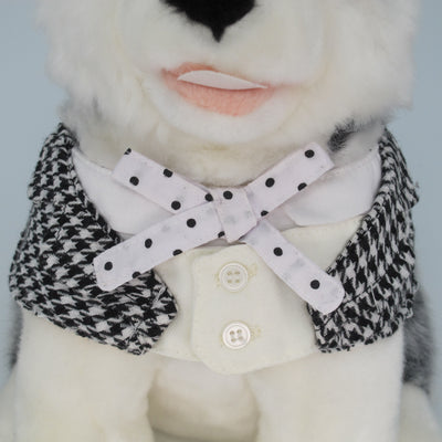 Cotton Tail ปลอกคอและผ้าคลุมไหล่ สัตว์เลี้ยง, หมา, แมว, สุนัข รุ่น Gentlepaw Houndstooth Bow - B/W