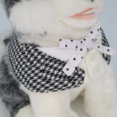 Cotton Tail ปลอกคอและผ้าคลุมไหล่ สัตว์เลี้ยง, หมา, แมว, สุนัข รุ่น Gentlepaw Houndstooth Bow - B/W