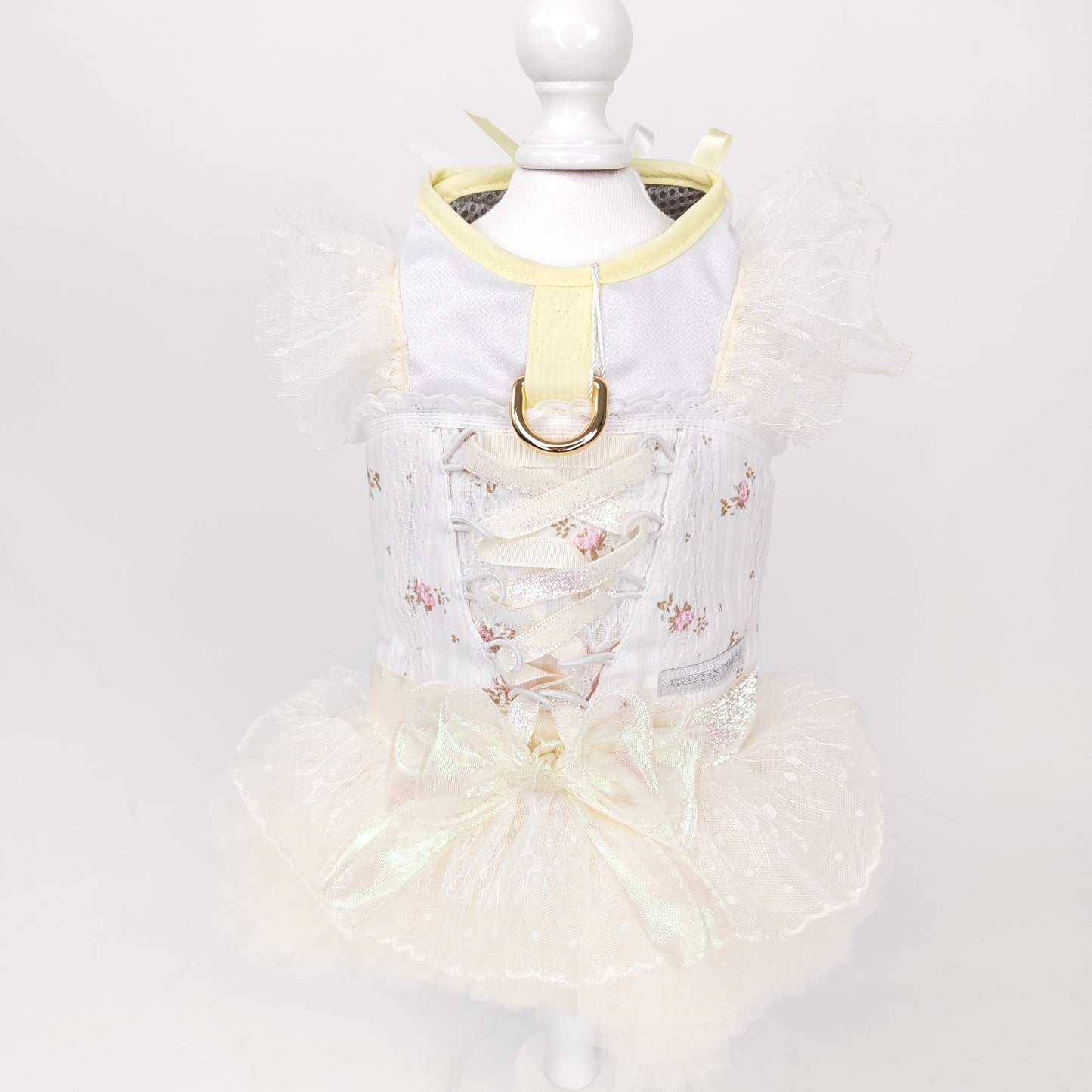 Glitter Pooch Harness ชุดรัดอก สายจูง เสื้อผ้า สุนัข, หมา, แมว, สัตว์เลี้ยง พร้อม สายจูง รุ่น Étoile Tulle Ballet - Yellow