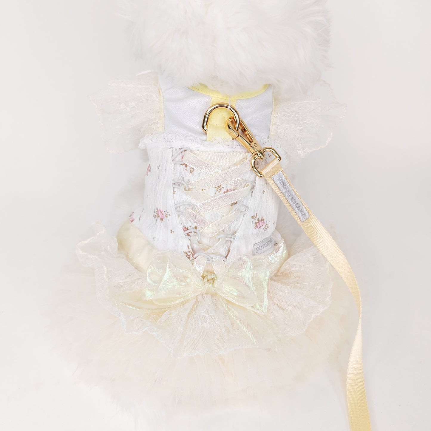 Glitter Pooch Harness ชุดรัดอก สายจูง เสื้อผ้า สุนัข, หมา, แมว, สัตว์เลี้ยง พร้อม สายจูง รุ่น Étoile Tulle Ballet - Yellow