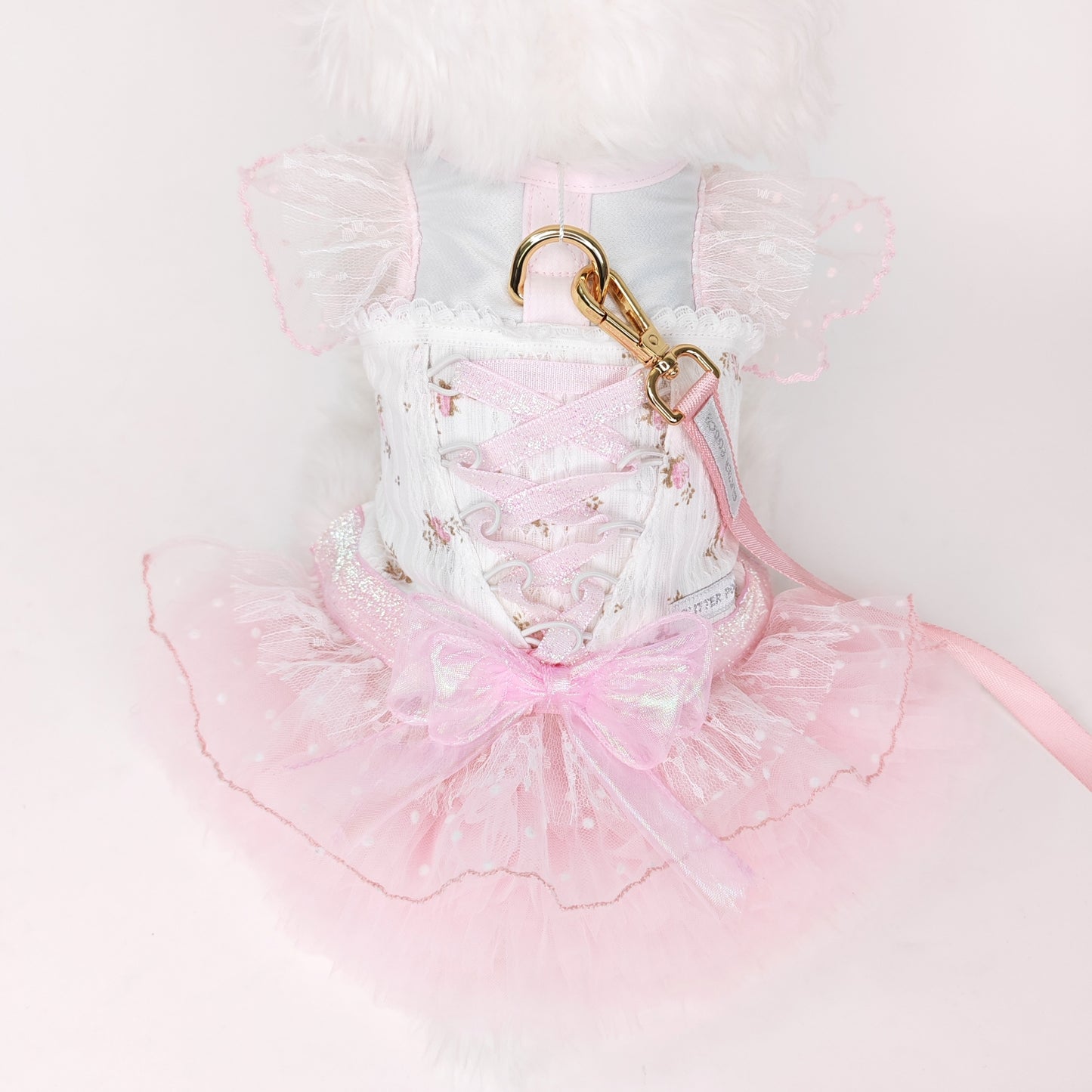 Glitter Pooch Harness ชุดรัดอก สายจูง เสื้อผ้า สุนัข, หมา, แมว, สัตว์เลี้ยง พร้อม สายจูง รุ่น Étoile Tulle Ballet - Pink