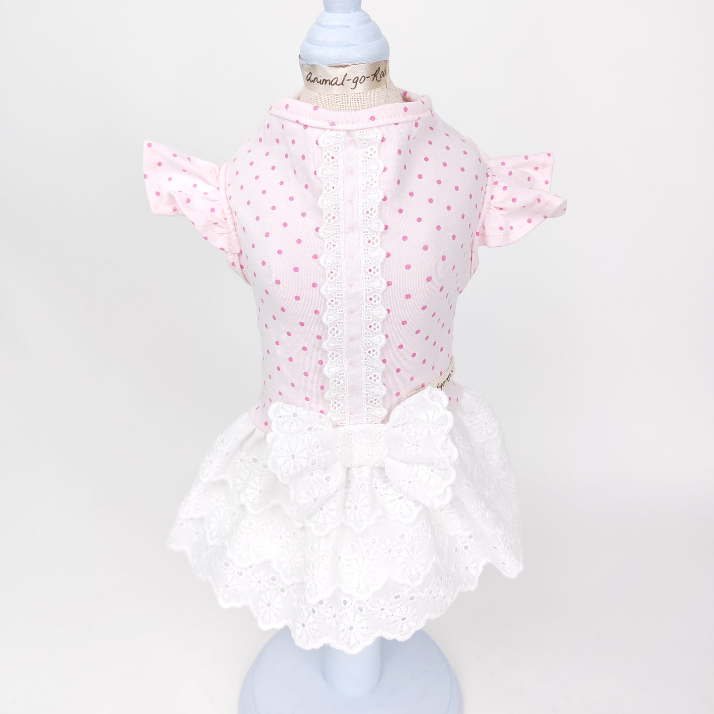 Animal-Go-Round เสื้อผ้าเครื่องแต่งกาย สัตว์เลี้ยง, หมา, แมว, สุนัข รุ่น Chérie Lace Pink Dot