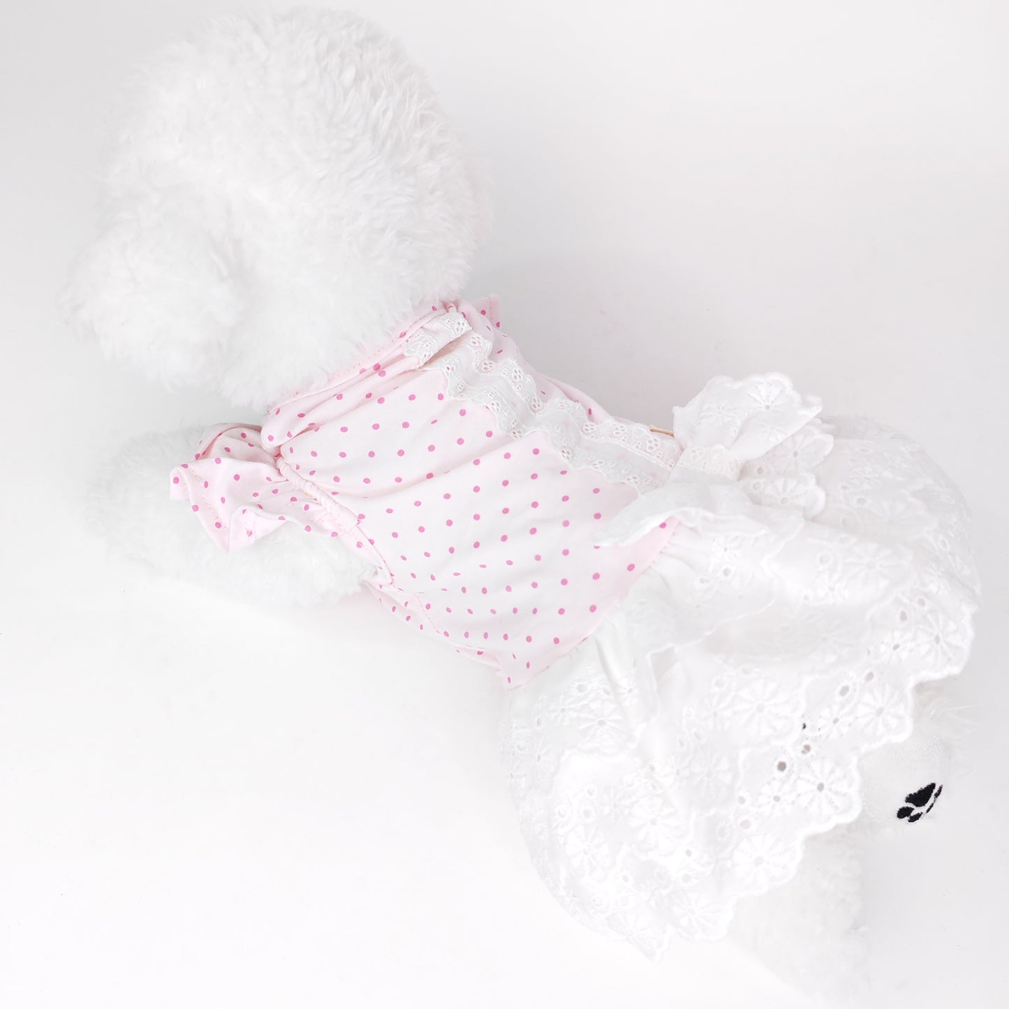 Animal-Go-Round เสื้อผ้าเครื่องแต่งกาย สัตว์เลี้ยง, หมา, แมว, สุนัข รุ่น Chérie Lace Pink Dot