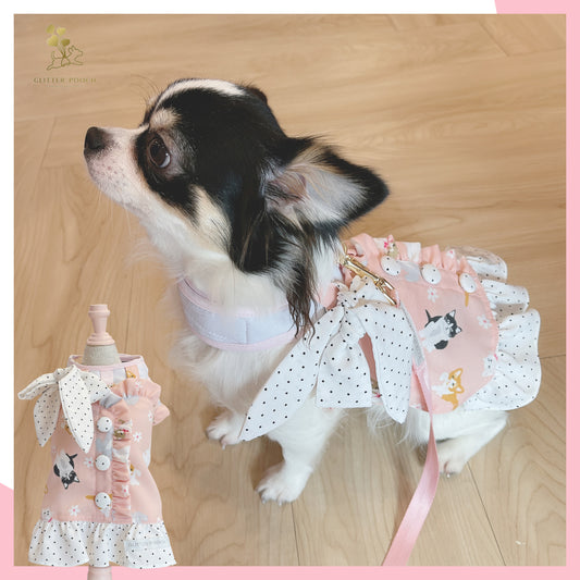 Glitter Pooch Harness ชุดรัดอก สายจูง เสื้อผ้า สุนัข, หมา, แมว, สัตว์เลี้ยง พร้อม สายจูง รุ่น Meaw Blooming Tail