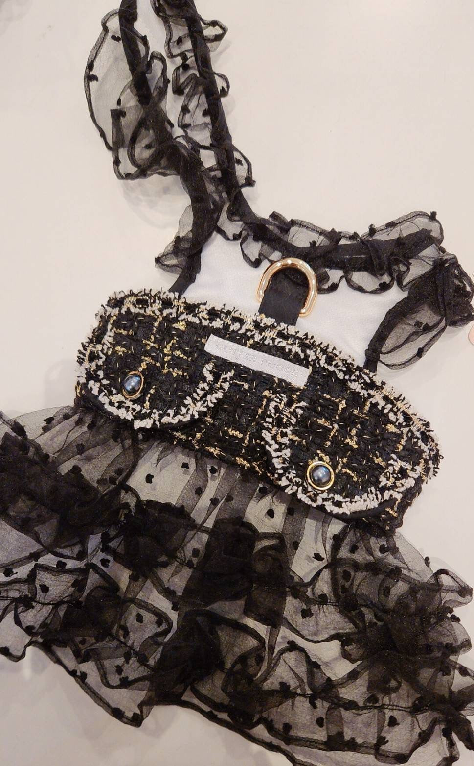 Glitter Pooch Harness ชุดรัดอก สายจูง เสื้อผ้า สุนัข, หมา, แมว, สัตว์เลี้ยง พร้อม สายจูง รุ่น Sassy Emily Black