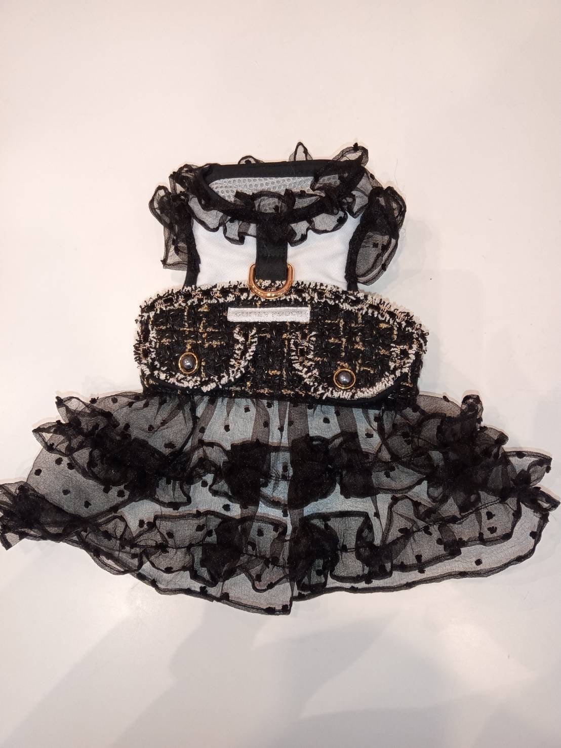 Glitter Pooch Harness ชุดรัดอก สายจูง เสื้อผ้า สุนัข, หมา, แมว, สัตว์เลี้ยง พร้อม สายจูง รุ่น Sassy Emily Black