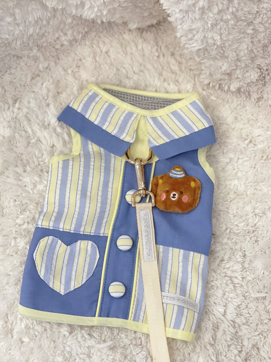 Glitter Pooch Harness ชุดรัดอก สายจูง เสื้อผ้า สุนัข, หมา, แมว, สัตว์เลี้ยง พร้อม สายจูง รุ่น C_est Jeudi Hearty Boy