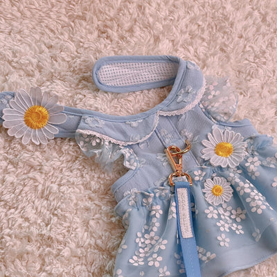 Glitter Pooch Harness ชุดรัดอก สายจูง เสื้อผ้า สุนัข, หมา, แมว, สัตว์เลี้ยง พร้อม สายจูง รุ่น Deary Daisy Serene