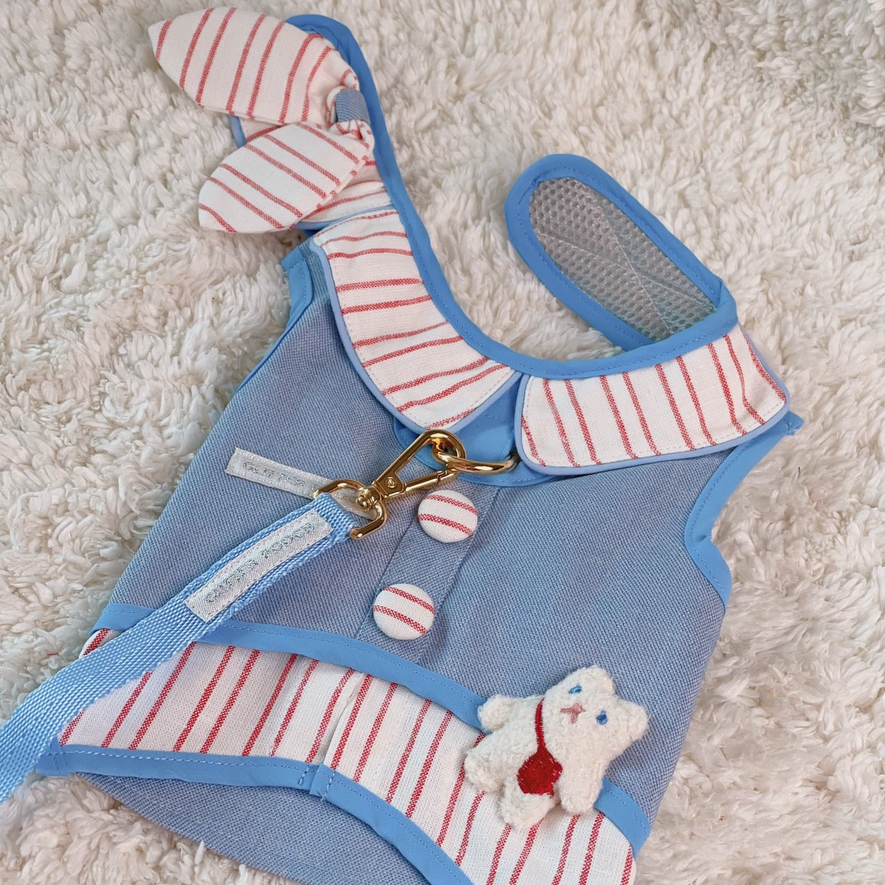 Glitter Pooch Harness ชุดรัดอก สายจูง เสื้อผ้า สุนัข, หมา, แมว, สัตว์เลี้ยง พร้อม สายจูง รุ่น Icy Candy Cane