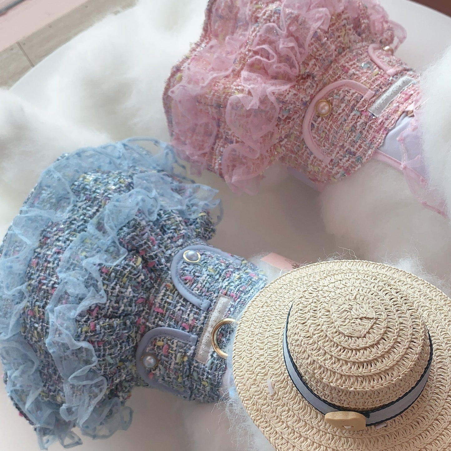 Glitter Pooch Harness ชุดรัดอก สายจูง เสื้อผ้า สุนัข, หมา, แมว, สัตว์เลี้ยง พร้อม สายจูง รุ่น Sassy Emily Blue