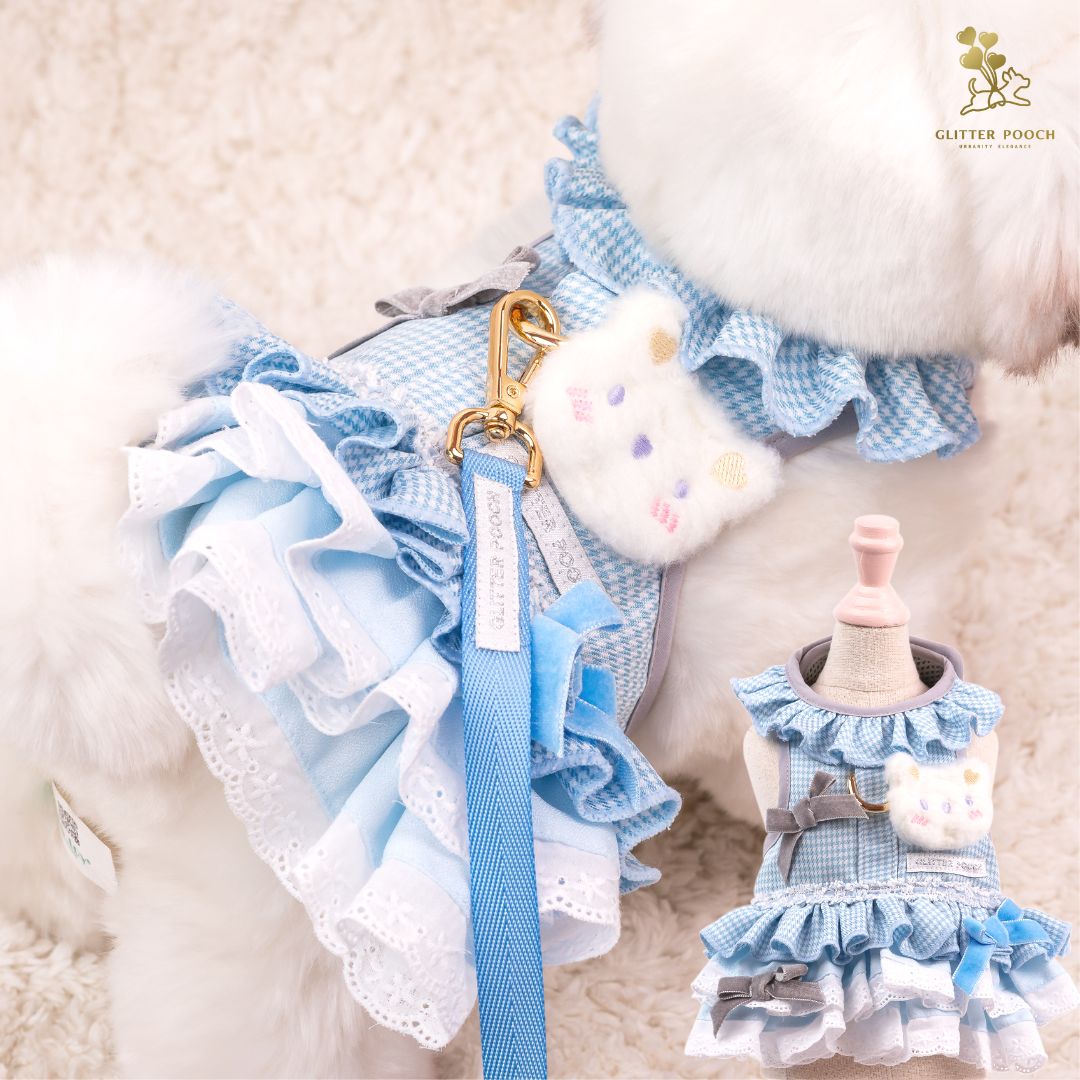 Glitter Pooch Harness ชุดรัดอก สายจูง เสื้อผ้า สุนัข, หมา, แมว, สัตว์เลี้ยง พร้อม สายจูง รุ่น Peekaboo Baby Bear Girl
