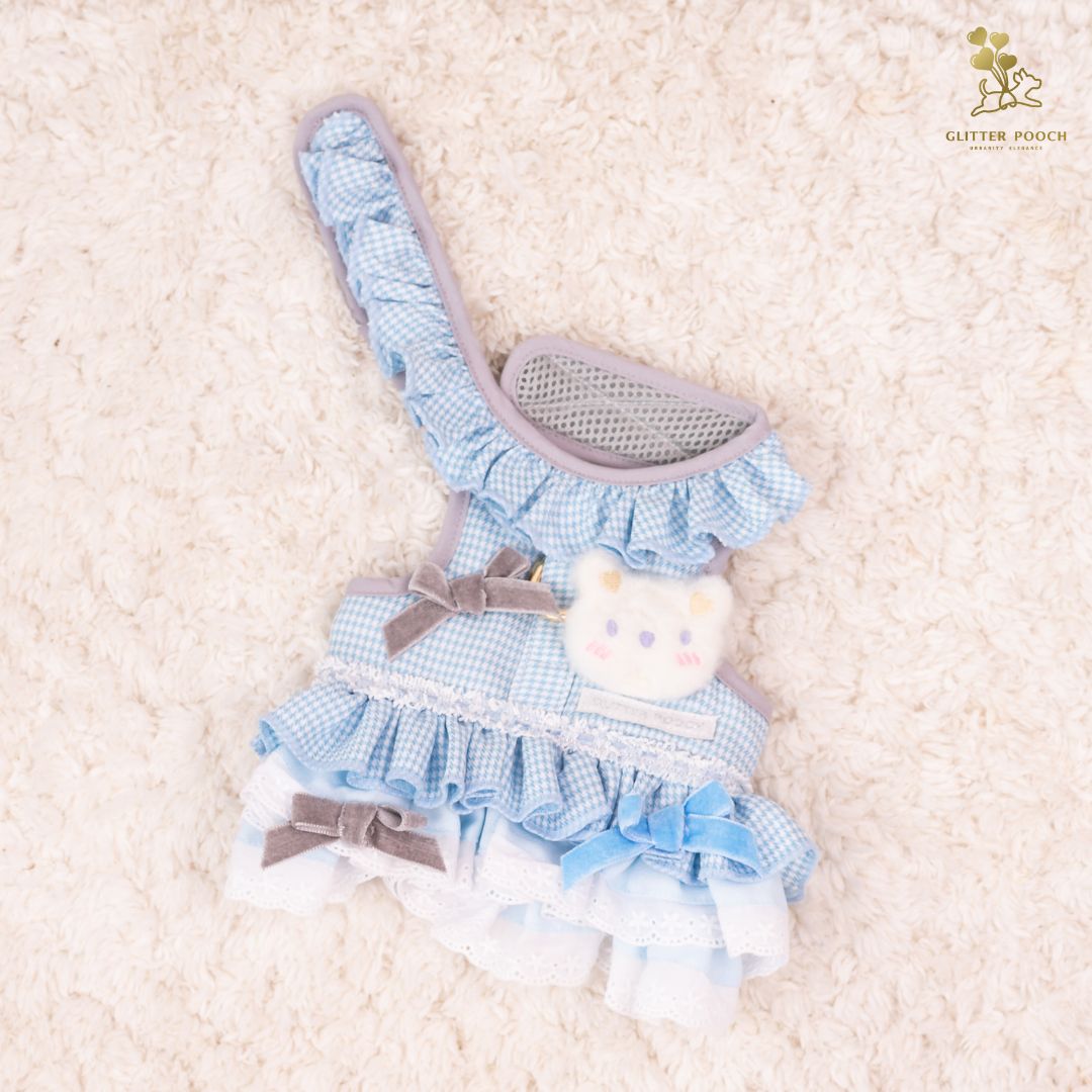 Glitter Pooch Harness ชุดรัดอก สายจูง เสื้อผ้า สุนัข, หมา, แมว, สัตว์เลี้ยง พร้อม สายจูง รุ่น Peekaboo Baby Bear Girl