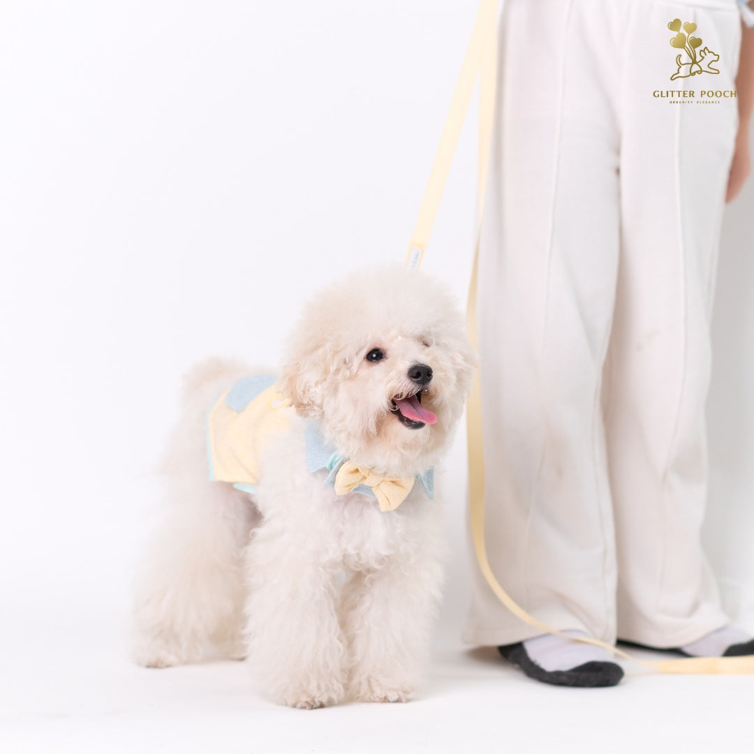 Glitter Pooch Harness ชุดรัดอก สายจูง เสื้อผ้า สุนัข, หมา, แมว, สัตว์เลี้ยง พร้อม สายจูง รุ่น Chico Mustard Tie