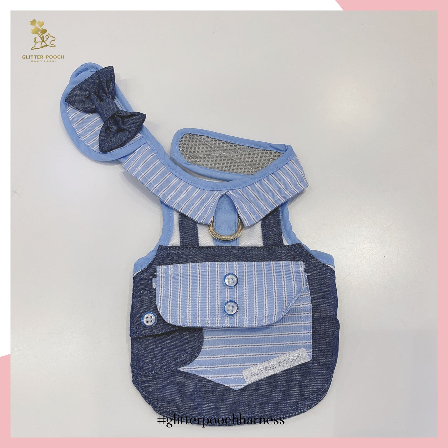 Glitter Pooch ชุดรัดอก สายจูง เสื้อผ้า สุนัข, หมา, แมว, สัตว์เลี้ยง พร้อม สายจูง รุ่น De Jean Boy