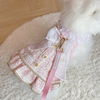Glitter Pooch Harness ชุดรัดอก สายจูง เสื้อผ้า สุนัข, หมา, แมว, สัตว์เลี้ยง พร้อม สายจูง รุ่น New Emily in Paris Pink