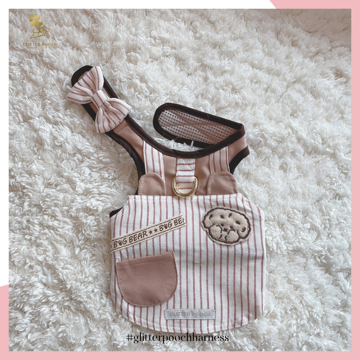 Glitter Pooch Harness ชุดรัดอก สายจูง เสื้อผ้า สุนัข, หมา, แมว, สัตว์เลี้ยง พร้อม สายจูง รุ่น Brownie Cookie Boy