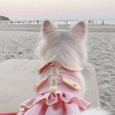 Glitter Pooch ชุดรัดอก สายจูง เสื้อผ้า สุนัข, หมา, แมว, สัตว์เลี้ยง พร้อม สายจูง รุ่น Lady Middleton Pink