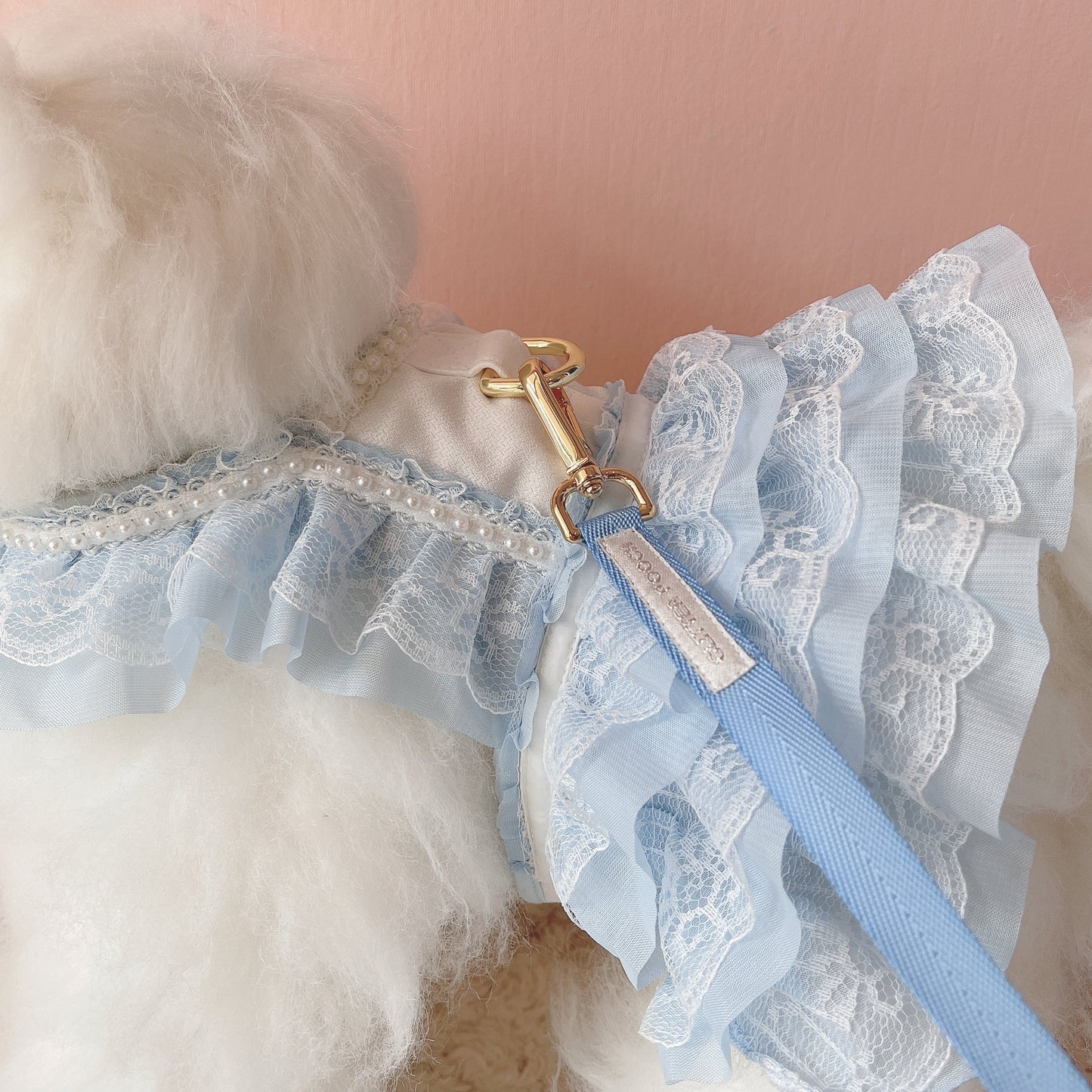 Glitter Pooch Harness ชุดรัดอก สายจูง เสื้อผ้า สุนัข, หมา, แมว, สัตว์เลี้ยง พร้อม สายจูง รุ่น Pastel Day Dream Blue