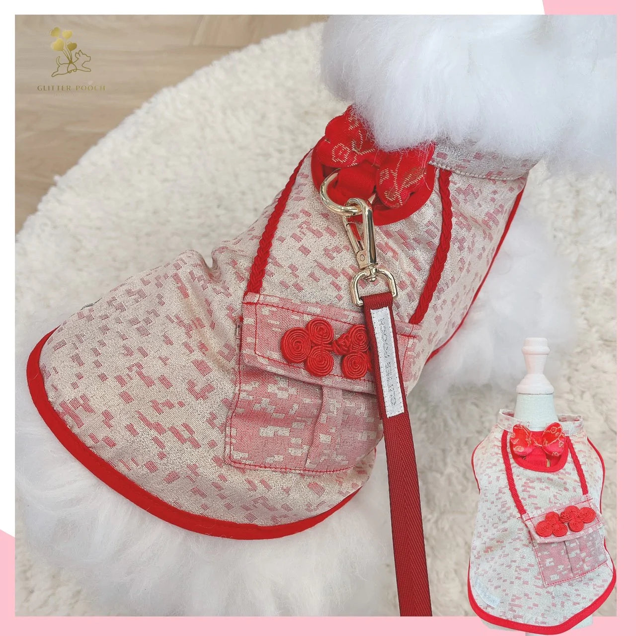 Glitter Pooch Harness ชุดรัดอก สายจูง เสื้อผ้า สุนัข, หมา, แมว, สัตว์เลี้ยง พร้อม สายจูง รุ่น New Eastern Boy